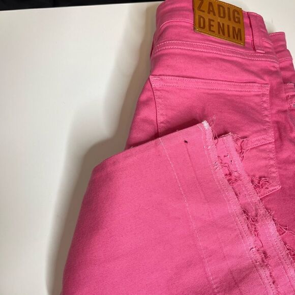 Zadig & Voltaire Londa Denim Jeans Pink 25 NWOT Missing one button - Picture 10 of 12